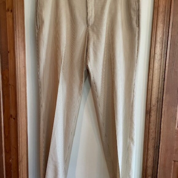 RALPH LAUREN Tan White Seersucker Flat Front Trousers 36x30 - Picture 5 of 16